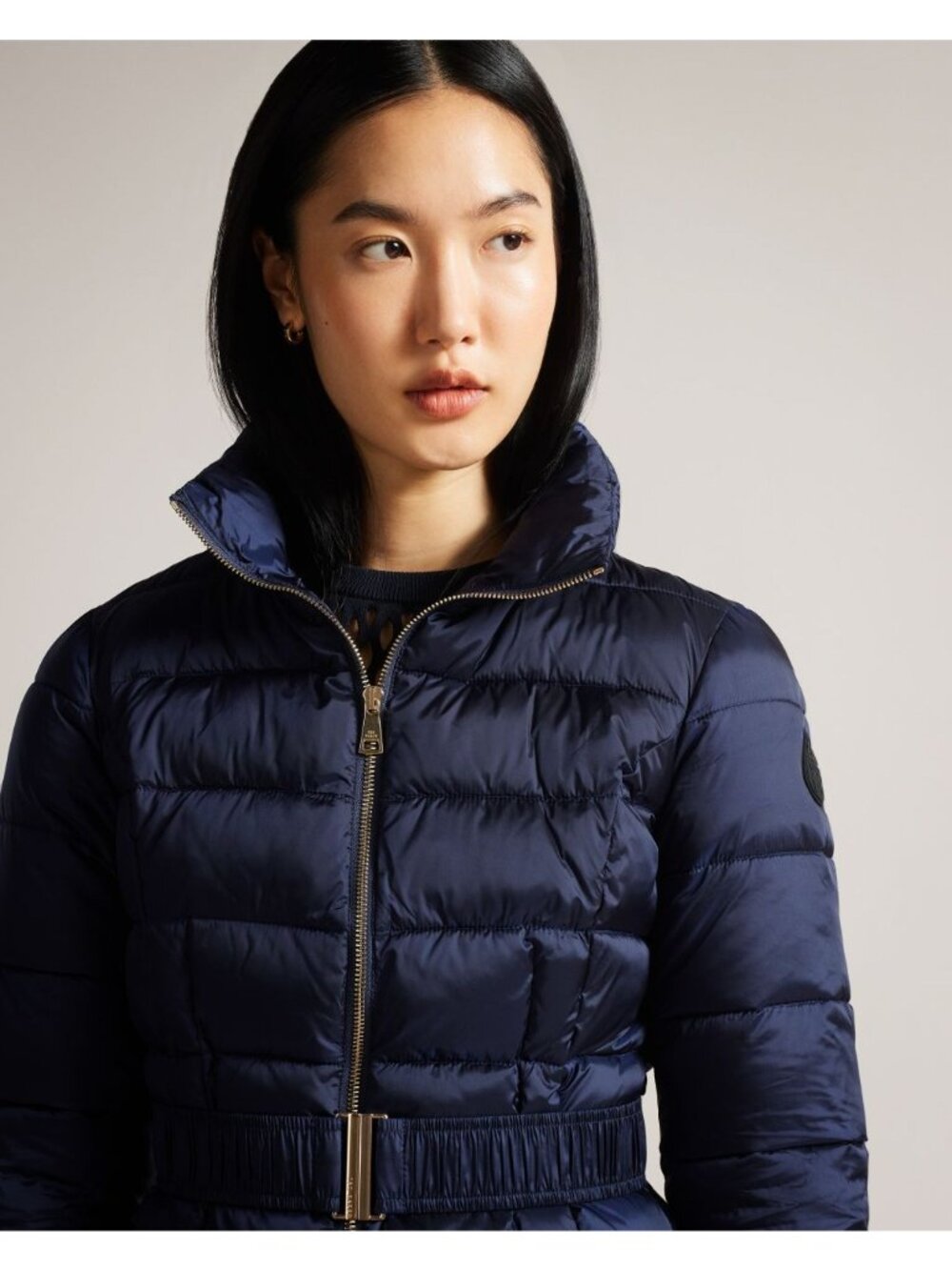 Ted Baker Aliciee Quilted Navy Belted Coat - Size 0/2 US - New with Tags - Picture 5 of 13